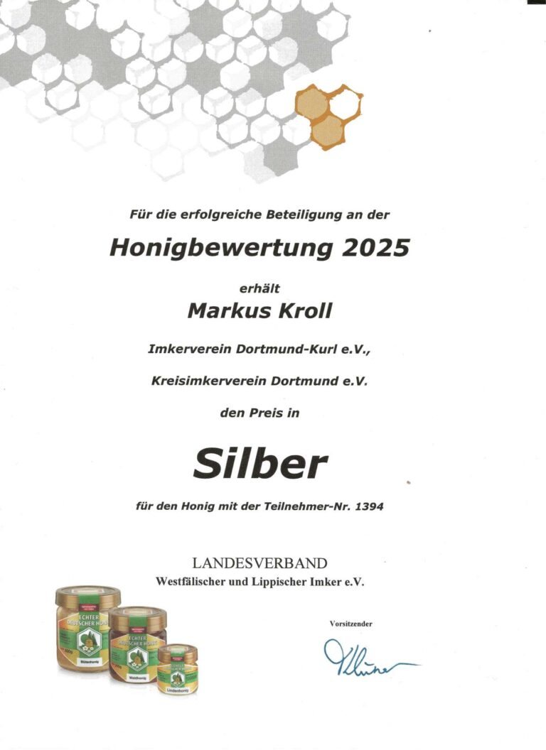 Honigbewertung Silber Sommertrachthonig 2025